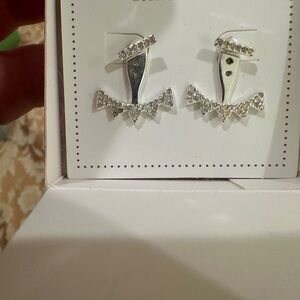 Elegant Silver Earrings Rhinestone Jacket Stella & Dot